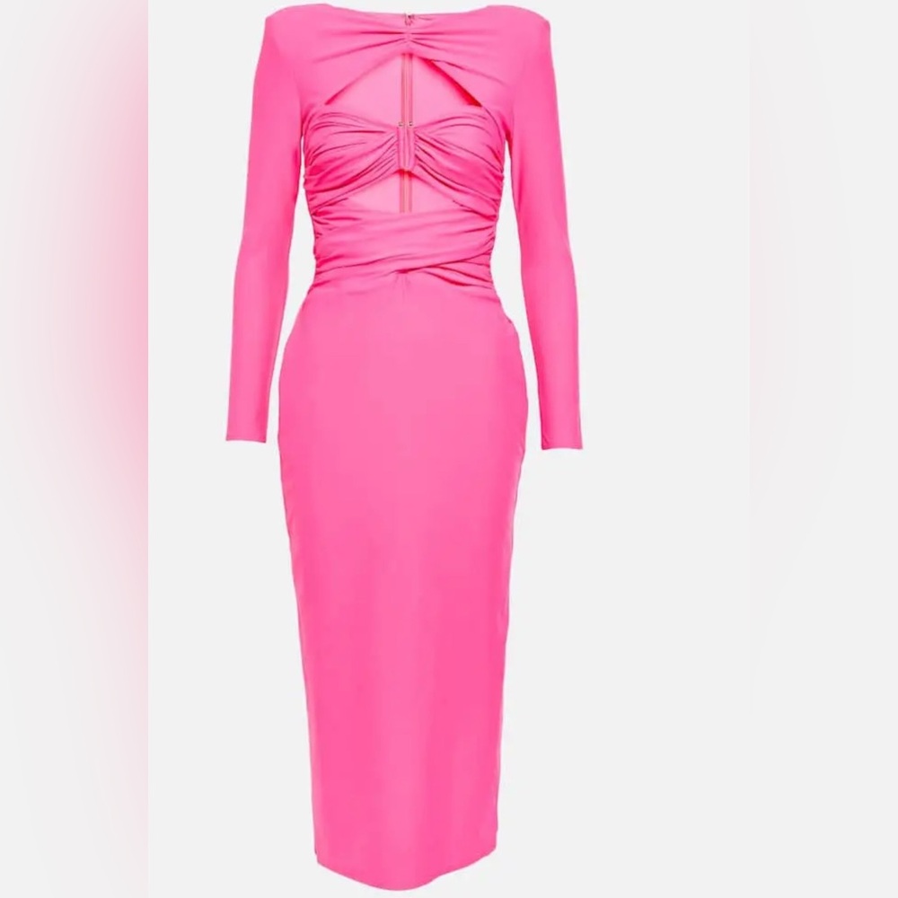 Self-Portrait Vibrant Pink Long Sleeve Dress